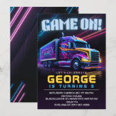 Spel op Truck Verjaardagsfeest Kaart (Voorkant / Achterkant)