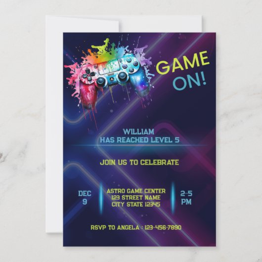 Spel op uitnodiging voor verjaardag (Voorkant)