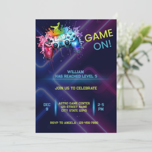 Spel op uitnodiging voor verjaardag (Staand voorkant)