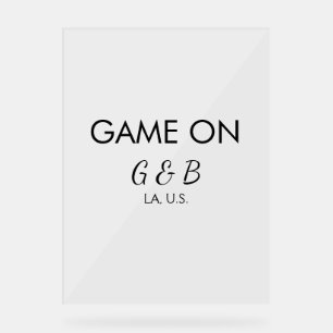 Spel op voeg paar naam bruiloft partij plaats g acryl bord
