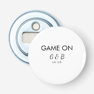 Spel op voeg paar naam bruiloft partij plaats g button flesopener