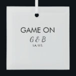 Spel op voeg paar naam bruiloft partij plaats g glas ornament<br><div class="desc">ontwerp</div>