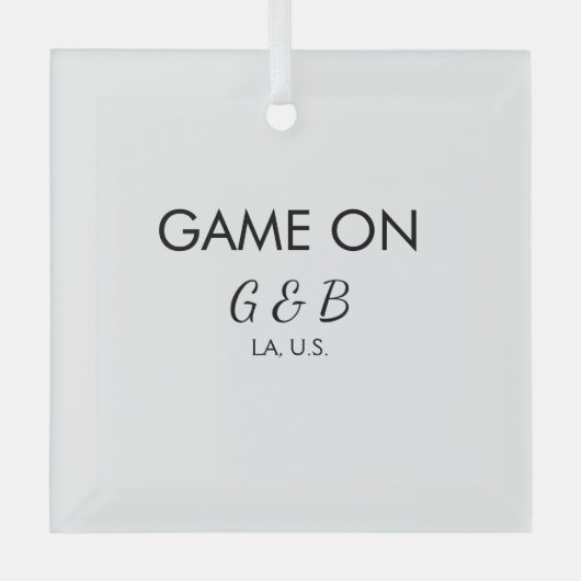 Spel op voeg paar naam bruiloft partij plaats g glas ornament (Voorkant)
