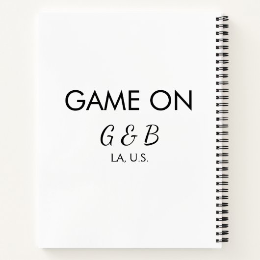 Spel op voeg paar naam bruiloft partij plaats g notitieboek (Achterkant)