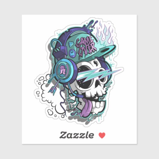 Spel Over Schedel Custom Cut Sticker (Vel)