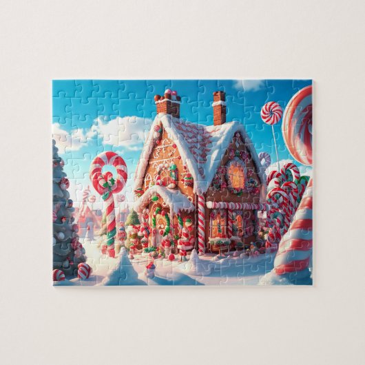 Spel Puzzel Kerstmis Gingerbread House Legpuzzel (Horizontaal)