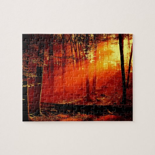 Spel Puzzel-Zonsondergang Boslandschap Legpuzzel (Horizontaal)