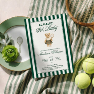 SPEL, SET, BABY Tennis BABY Shower Uitnodiging