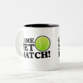 Spel, set, match tweekleurige koffiemok (Voorkant links)