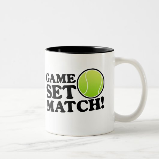 Spel, set, match tweekleurige koffiemok (Rechts)