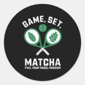 Spel, Set, Matcha Design - Padel Enthusiast Motiva Ronde Sticker (Voorkant)