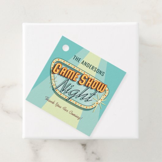 Spel Show Nacht Party Favor Labels (In situ)