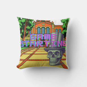 Spel Startende Retro Pop Art Schedel Frisse Pasvor Kussen
