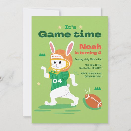 Spel Tijd Amerikaans Football Kinderen Verjaardag Kaart (Voorkant)