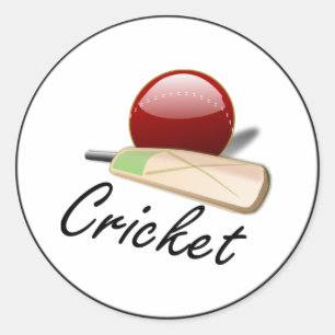 Spel van Cricket, vleermuis en bal, populair ontwe Ronde Sticker