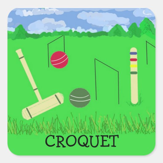 Spel van Croquet Vierkante Sticker (Voorkant)