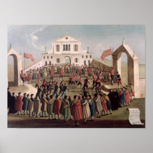 Spel van Football in Sant'Alvise, Venetië Poster