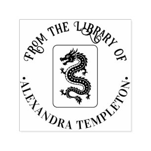 Spel van Mahjong Draak Tegel Bibliotheek Boek Naam Zelfinktende Stempel