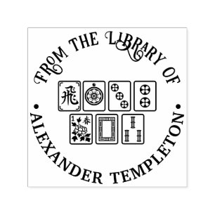 Spel van Mahjong Tegels #1 Bibliotheek Boek Naam Zelfinktende Stempel