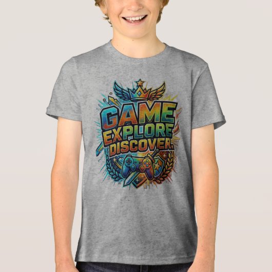 Spel, Verkennen, Ontdekken Tri-Blend Shirt (Voorkant)