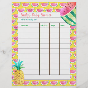 Spel voor baby shower voorspellingen - Tropisch fr