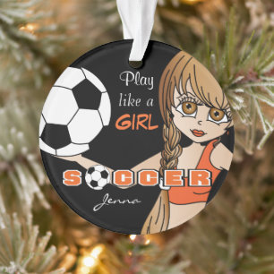 Spel zoals een Meisje   Voetbal   Sinaasappel en Ornament