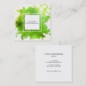 Spelaar met groene waterverf vierkante visitekaartje (Voorkant / Achterkant)