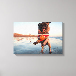 Spelbak op strand afspelen canvas afdruk