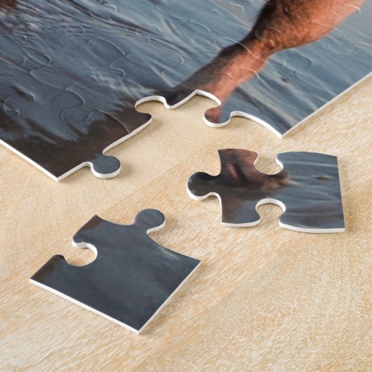 Spelbak op strand afspelen legpuzzel (Zijkant)