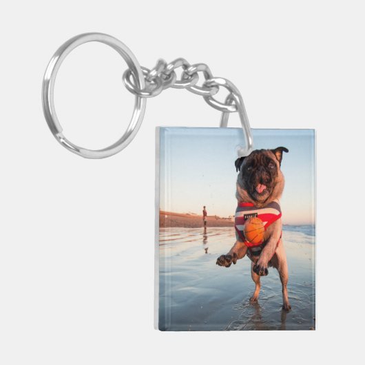 Spelbak op strand afspelen sleutelhanger (Voorkant Links)