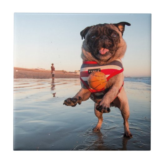 Spelbak op strand afspelen tegeltje (Voorkant)