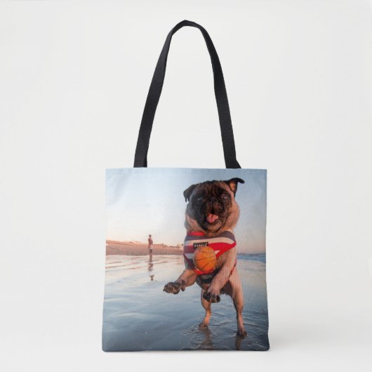 Spelbak op strand afspelen tote bag (Voorkant)