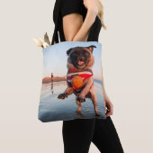 Spelbak op strand afspelen tote bag (Dichtbij)