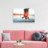 Spelbak op strand canvas afdruk (Insitu (Woonkamer))