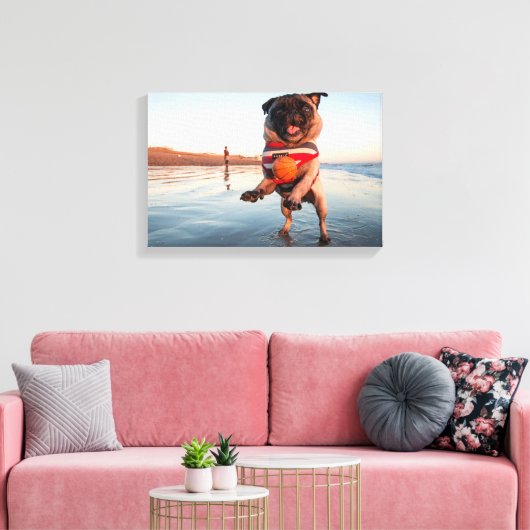 Spelbak op strand canvas afdruk (Insitu (Woonkamer))