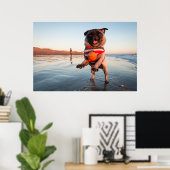Spelbak op strand poster (Thuiskantoor)