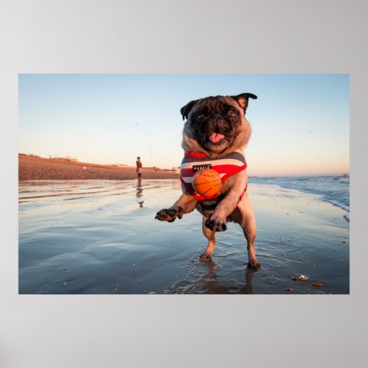 Spelbak op strand poster (Voorkant)
