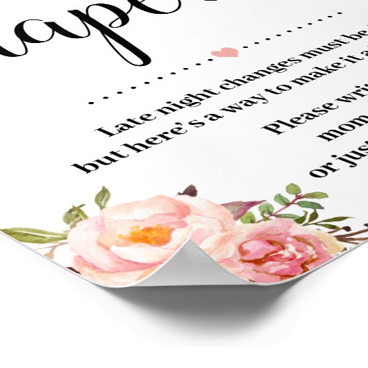 Spelbord roze late nachtkleppen Baby shower Poster (Hoek)