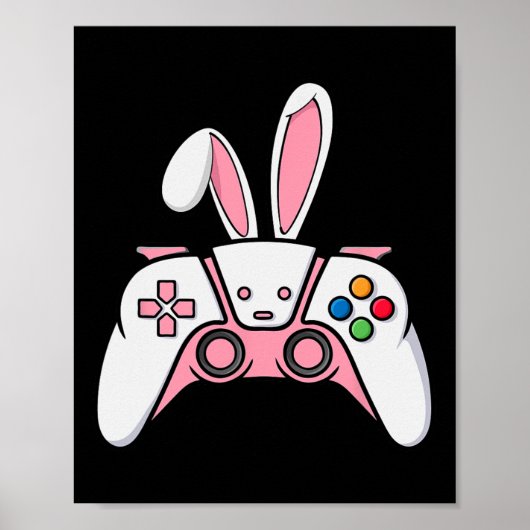 Spelcontroller met konijnenoren grappig paasspel poster (Voorkant)