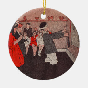 Speld de staart aan de ezel Vintage Kinderen Keramisch Ornament