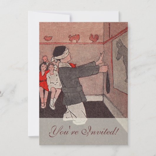 Speld de staart Ezel Vintage Kinderen Kaart (Voorkant)