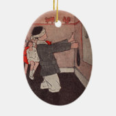 Speld de staart Ezel Vintage Kinderen Keramisch Ornament (Achterkant)