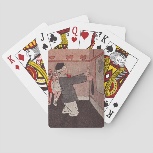 Speld de staart Ezel Vintage Kinderen Pokerkaarten (Achterkant)