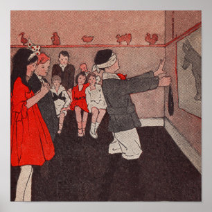 Speld de staart Ezel Vintage Kinderen Poster