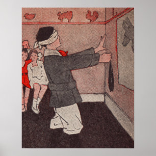 Speld de staart Ezel Vintage Kinderen Poster