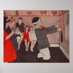 Speld de staart Ezel Vintage Kinderen Poster