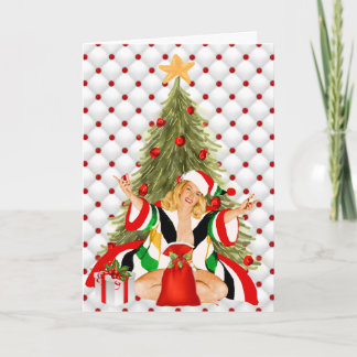 Speld op de Kerstkaart van het Meisje Feestdagen Kaart