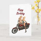 Speld-op de verjaardagskaart van fietsermeisjes kaart (Gele Bloem)