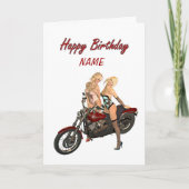 Speld-op de verjaardagskaart van fietsermeisjes kaart (Voorkant)