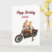 Speld-op de verjaardagskaart van fietsermeisjes kaart (Gele Bloem)